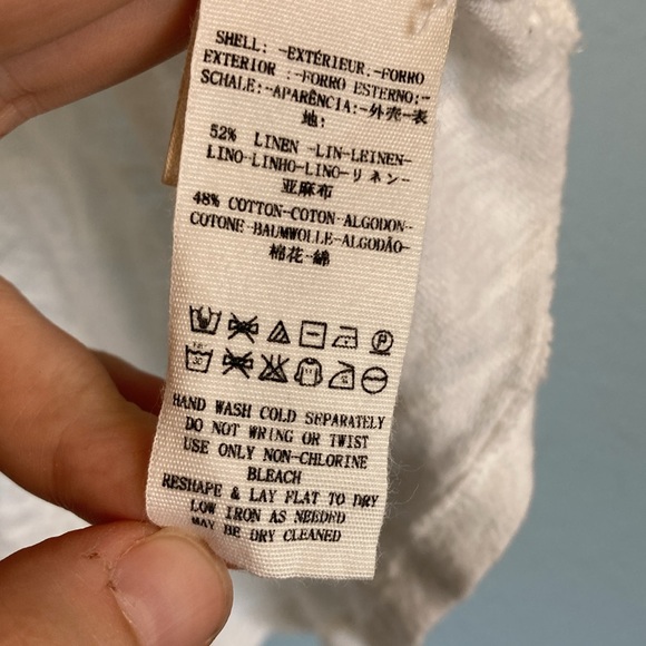 Free People We the Free Womens Size XS White Linen Smocked Tank Top Curved Hem - Picture 4 of 9